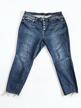 Judy Blue Curvy Button Fly Skinny Fit Jeans Women's Plus 22W Raw Hem Stretch